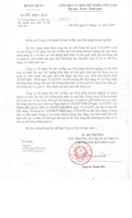 Bộ xây dựng phê duyệt ESC đào tạo bất động sản